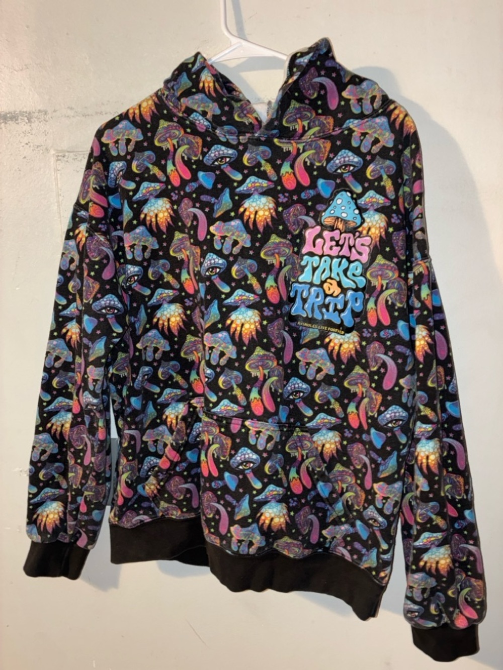 Assholes Live Forever Hoodie Large Trippy Mushroom Graphic Streetwear